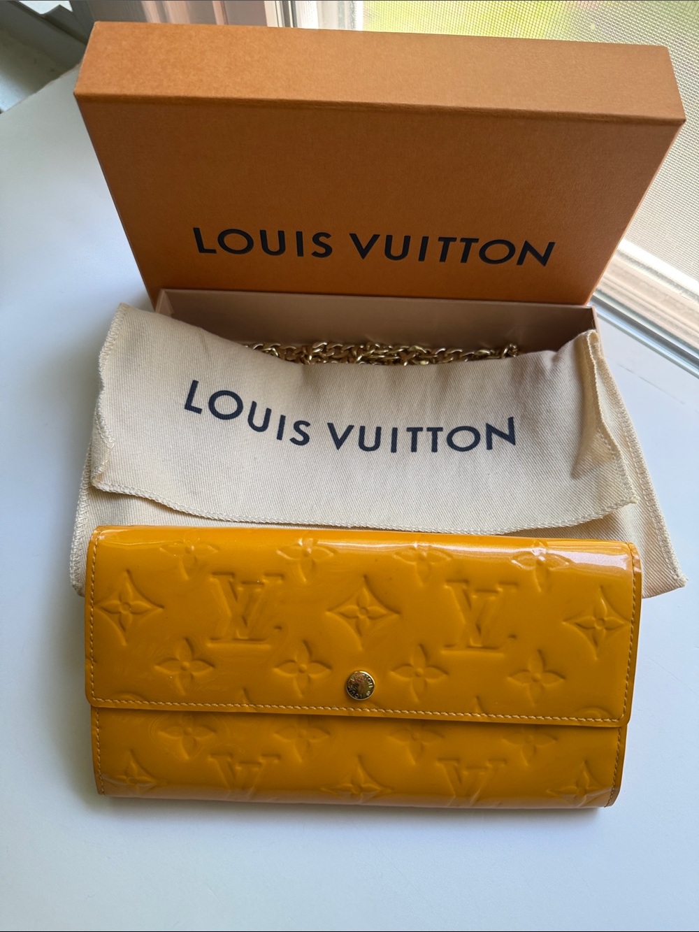 Louis Vuitton Yellow Vernis Monogram Wallet unbranded chain insert